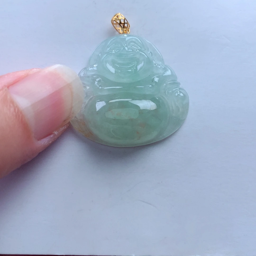 翡翠吊坠(不含链)18K金镶嵌