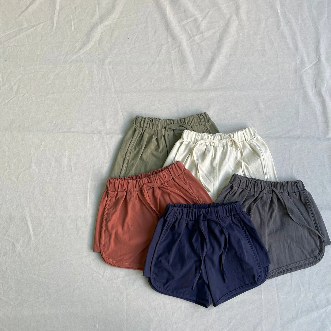 ins韩版夏季新品纯色沙滩裤 男童女童休闲宽松时尚短裤彩色清爽裤