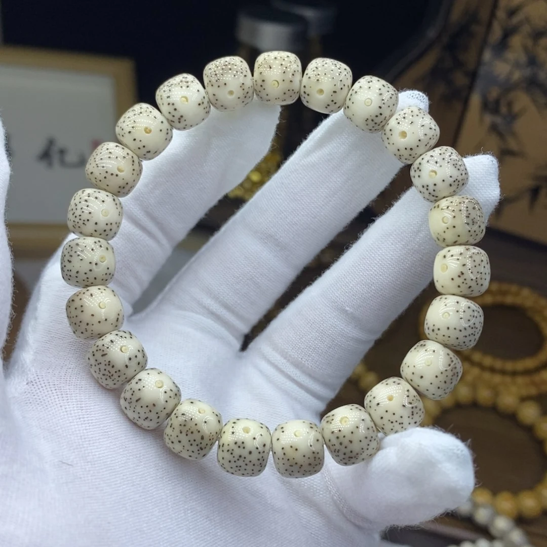 手串星月菩提S级 10/9瓷白玉化月朗星稀无烟花