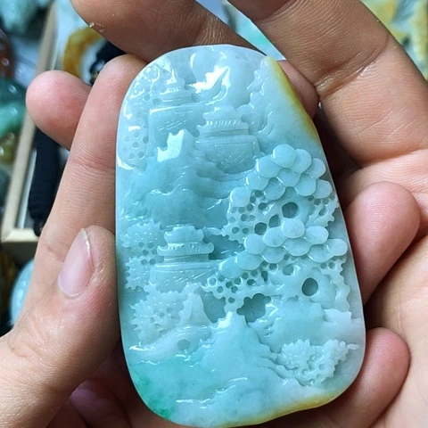 颈饰未镶嵌翡翠福豆豆珠宝翡翠颈饰