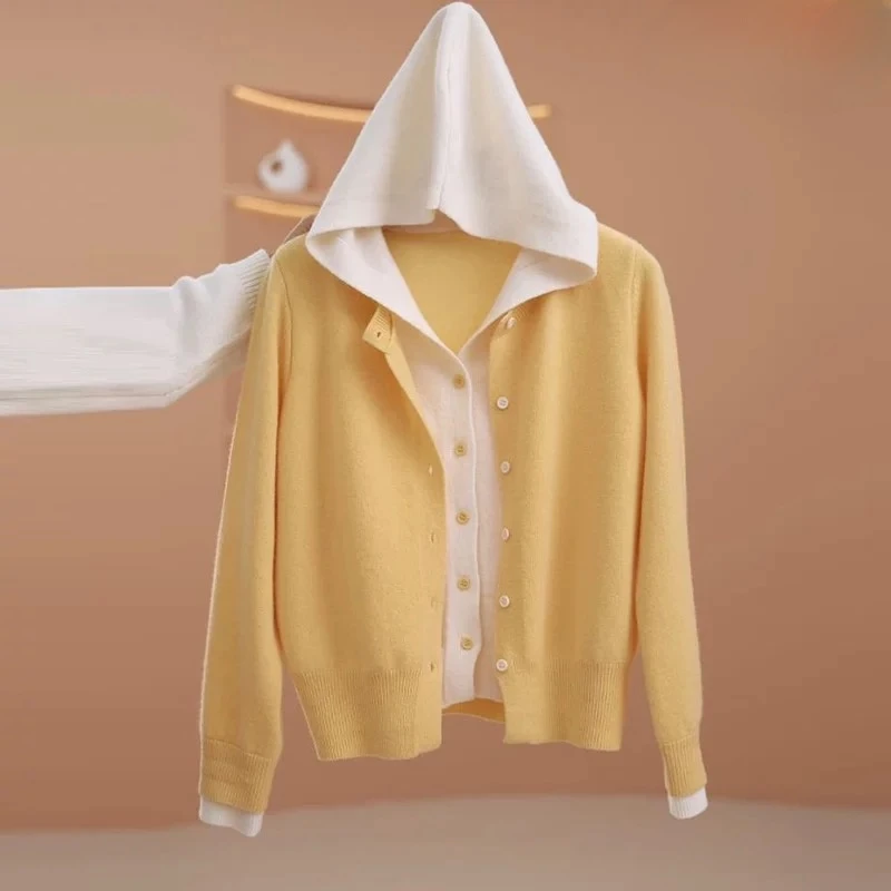 拼色假两件长袖针织衫女春秋新款洋气减龄上衣百搭打底衫女J034