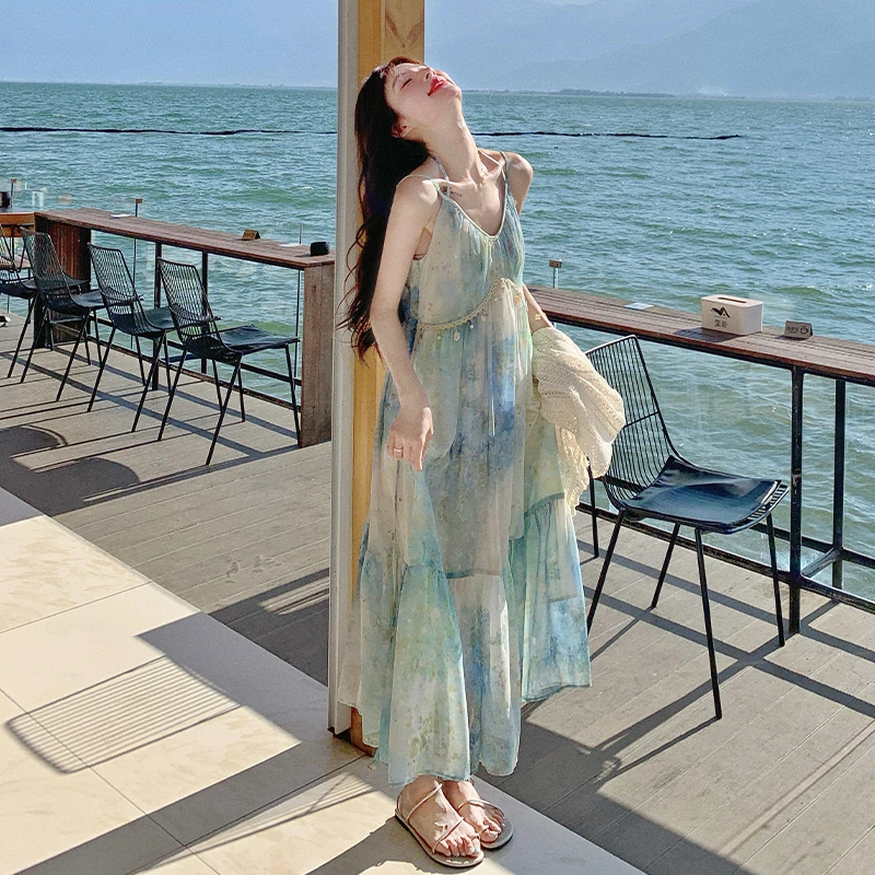 法式绝美晕染连衣裙套装女2025夏季新款巨好看女生韩系ins衣服