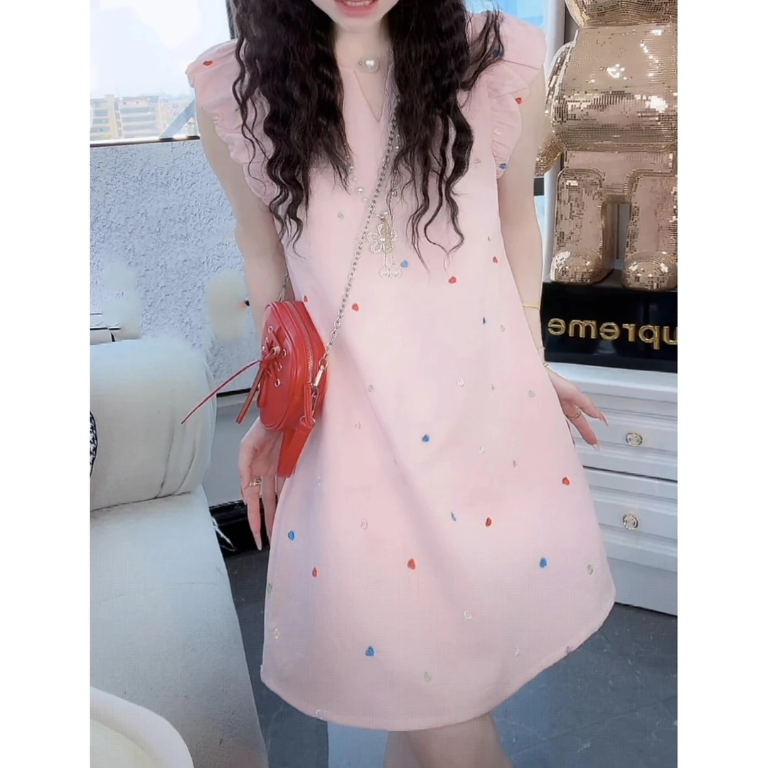 法式温柔甜美风连衣裙女夏季新款波点减龄休闲气质中长款裙子3648