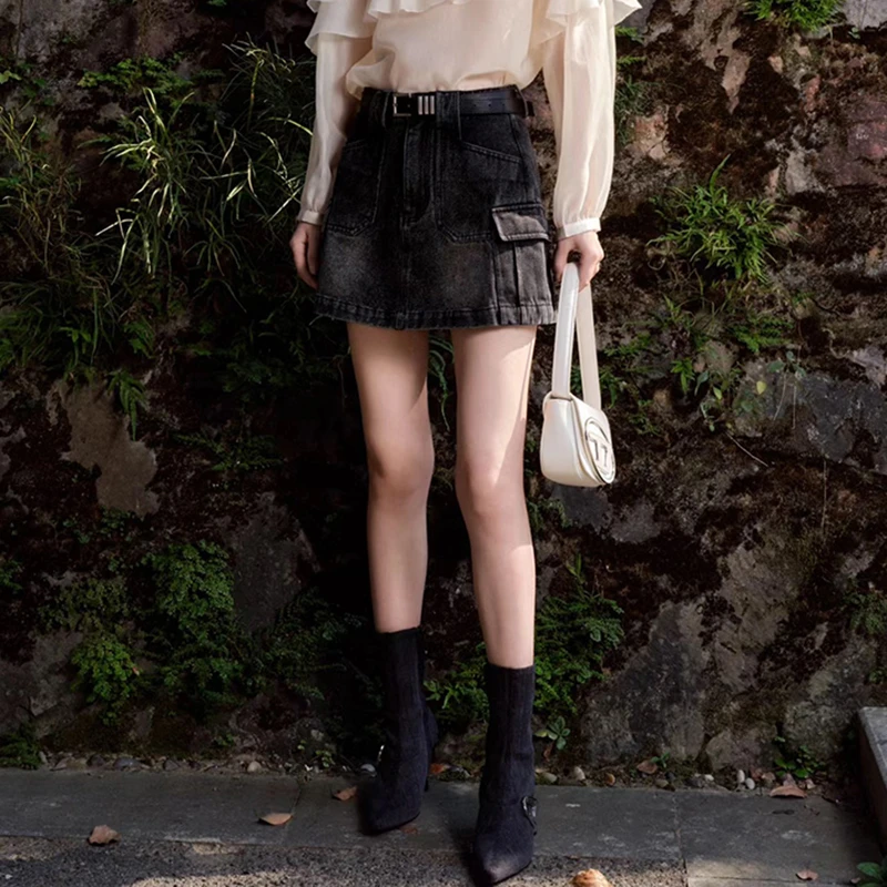 38409【依系列】酷飒牛仔半身短裙1J131089D