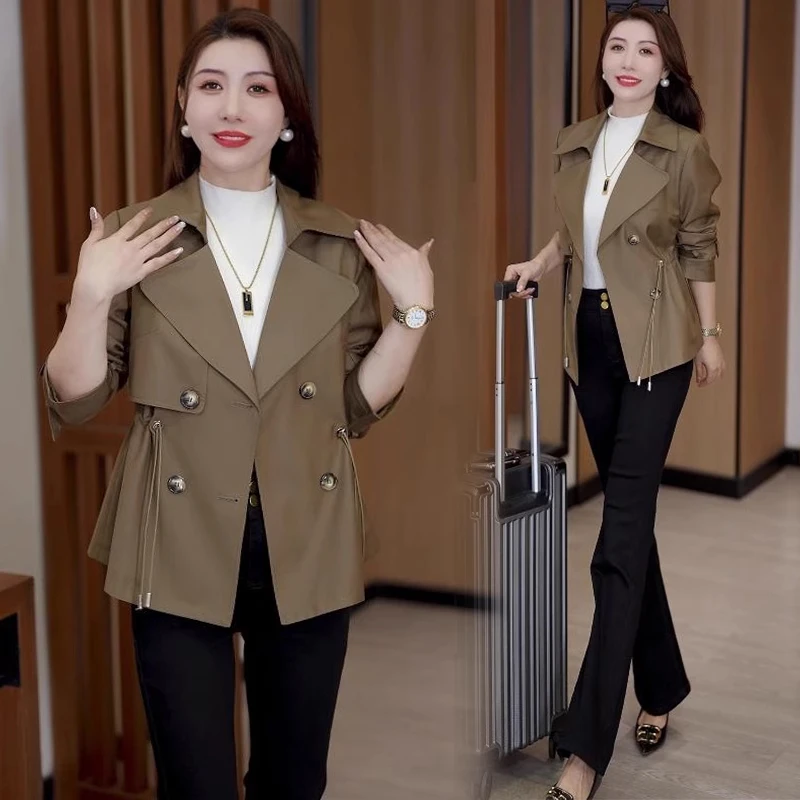 时尚短款风衣外套女秋季新款洋气宽松收腰显瘦双排扣百搭休闲上衣