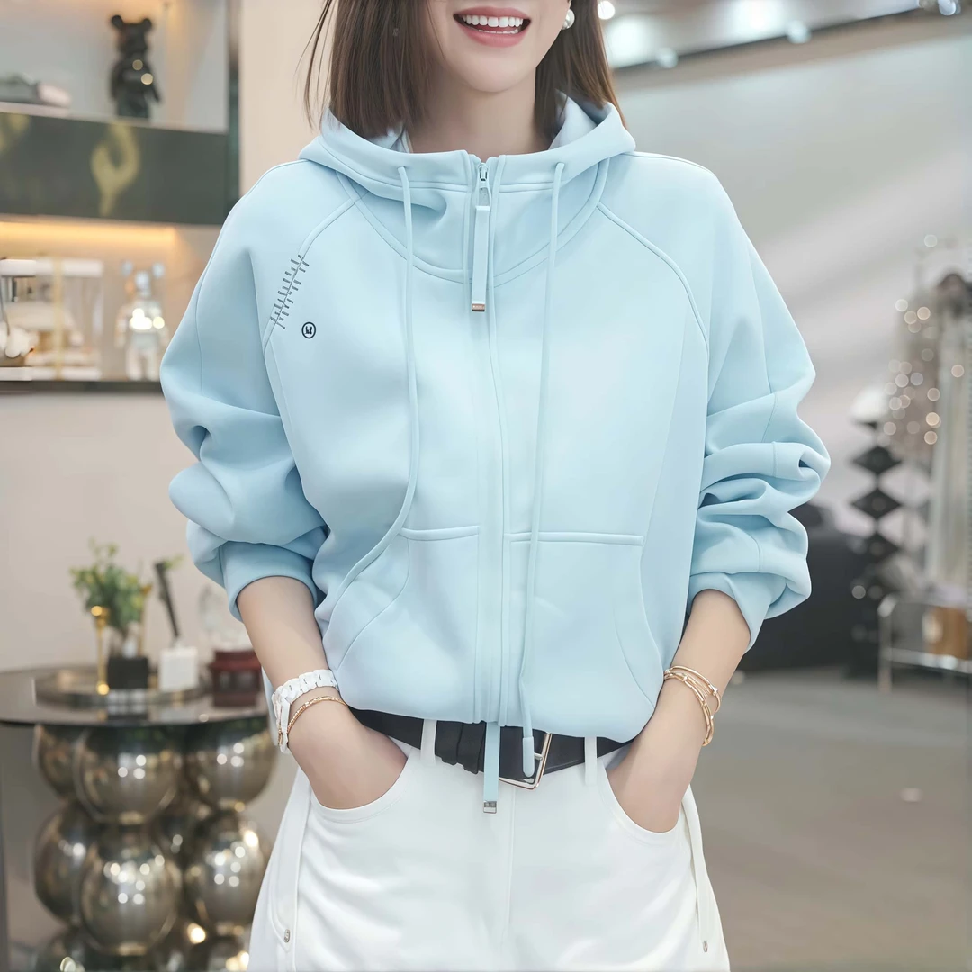 时尚连帽卫衣外套女2025新新款洋气宽松显瘦休闲百搭女士上衣
