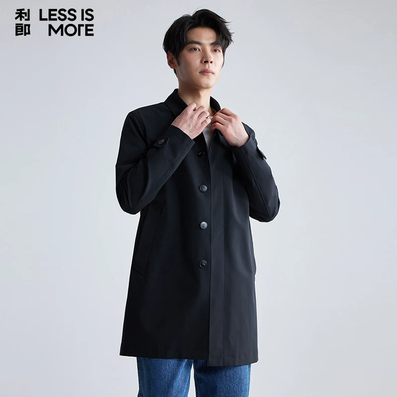 利郎【抗皱】2025新款春季男士商务休闲翻领风衣外套中长款时尚通勤