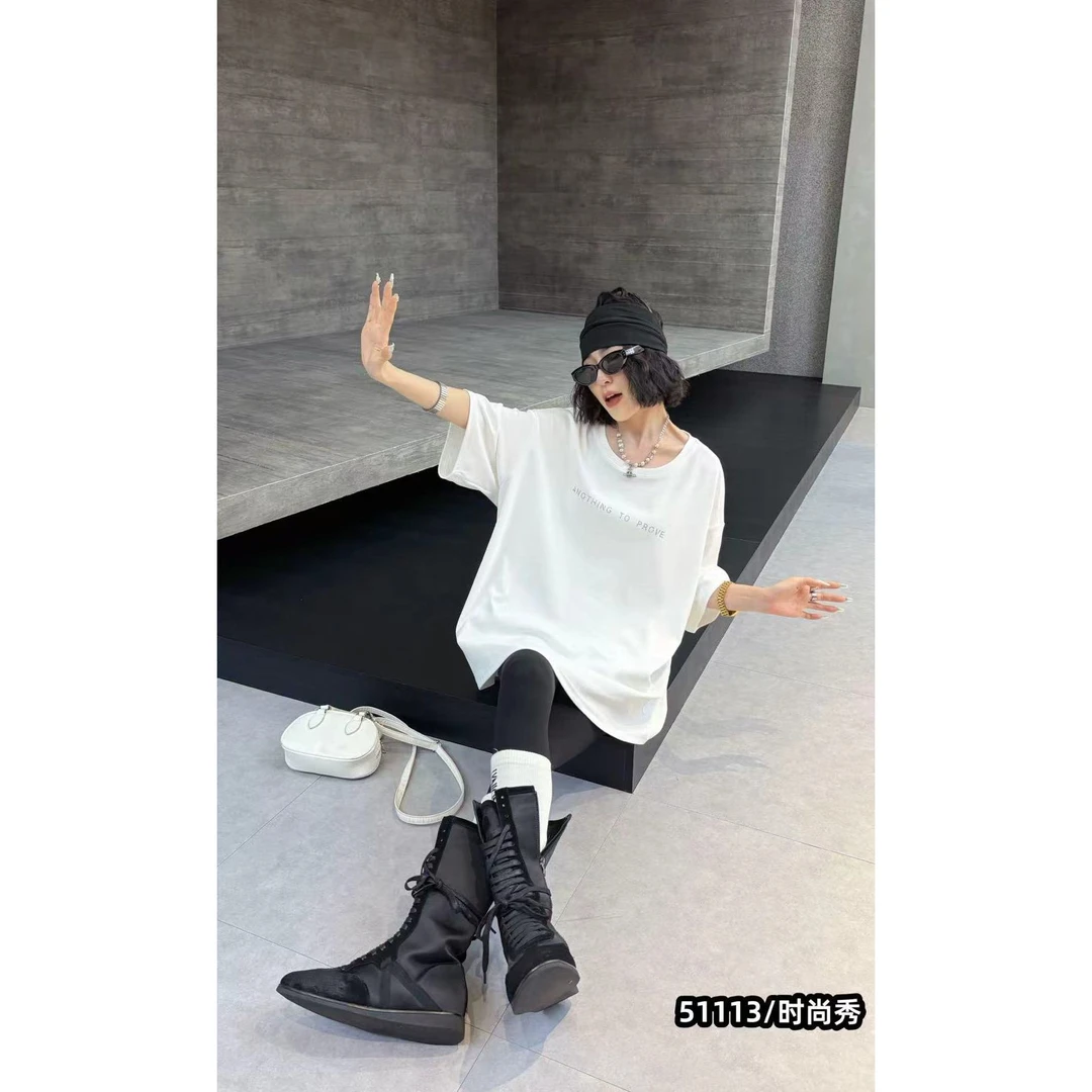 季公子推荐2025欧洲站钻字母特体半袖潮51113