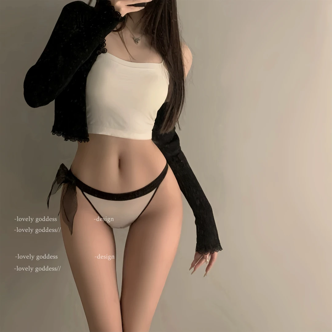 【GS】千金性感法式纯欲网纱透气蕾丝蝴蝶结三角裤少女低腰内裤