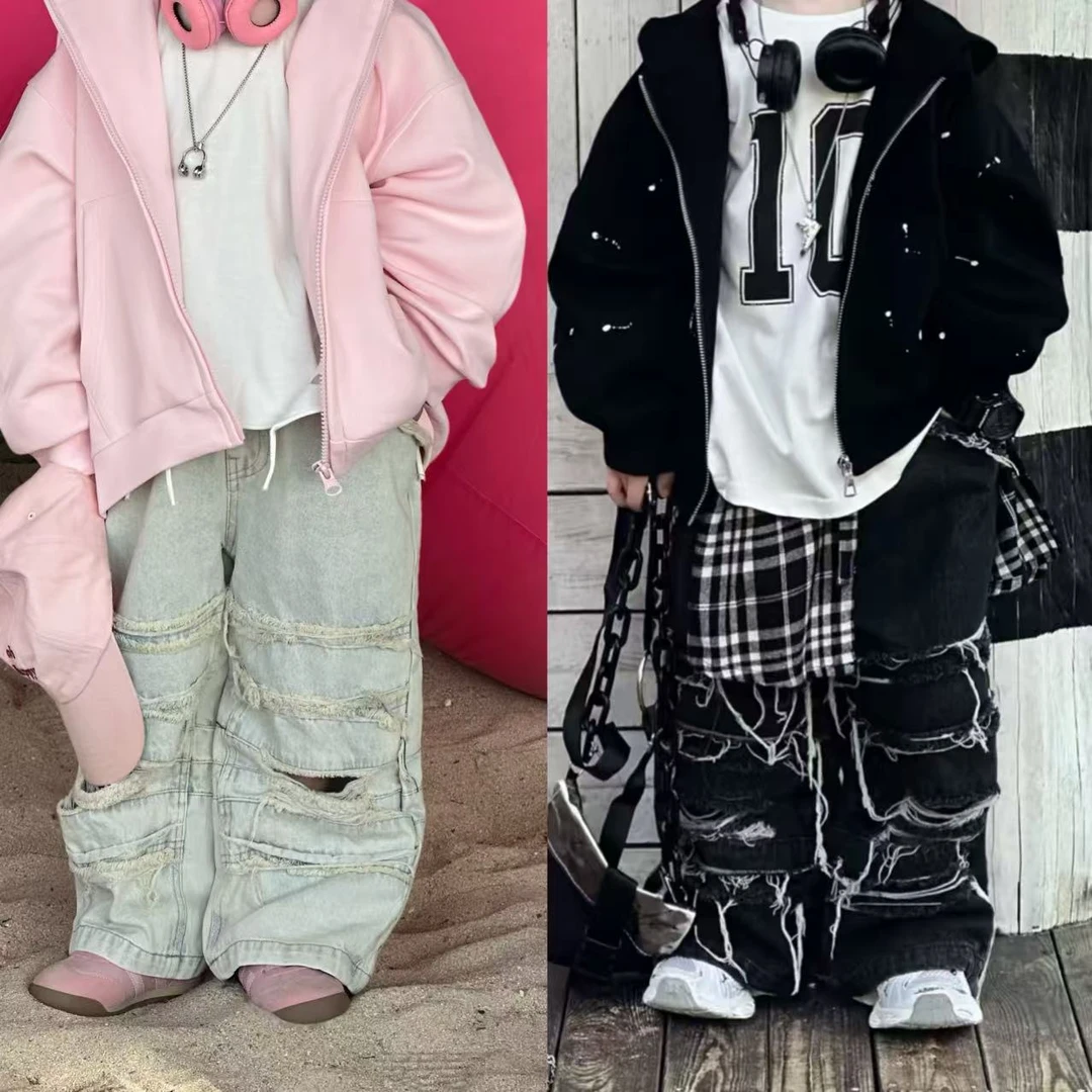 现货  kb6672 |【早春•流烟】春季儿童韩版破洞牛仔裤 拒绝不了一点