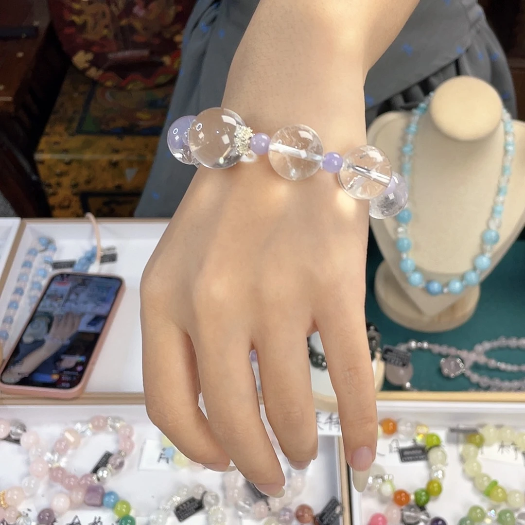 水晶手链银S925镀金镶嵌