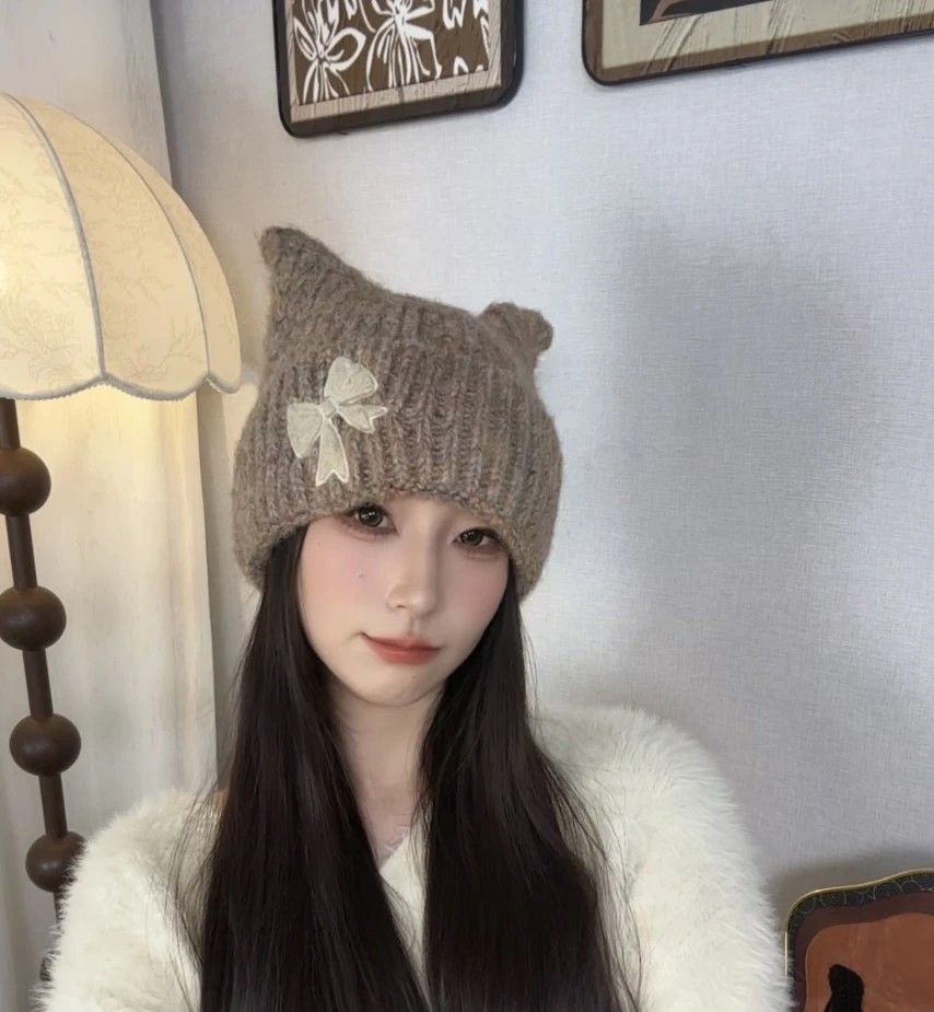 【金角大王】帽子女款可爱毛线帽冷帽大头围冬季加厚防寒保暖针织帽