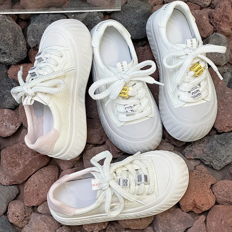 乐薇)丑萌大头鞋女2025春夏女鞋新款厚底板鞋饼干鞋百搭休闲小否