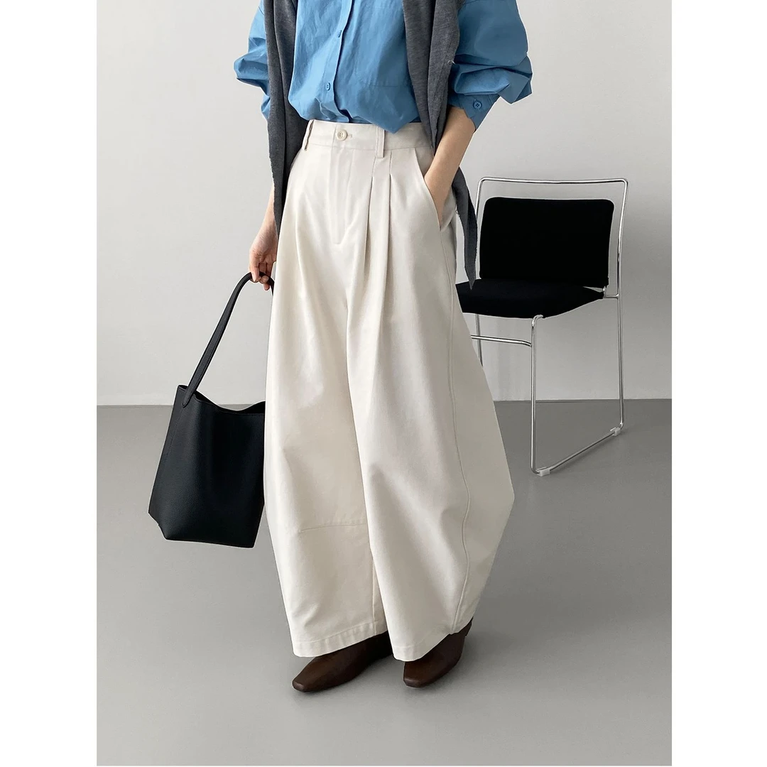 秋日裤王~高级感简约高腰气球裤女百搭休闲压褶阔腿长裤