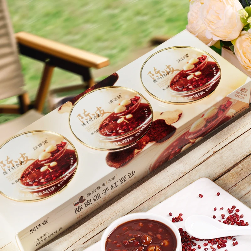 润琮堂陈皮莲子红豆沙185g *3碗广式即食粥早餐下午茶营养 软糯