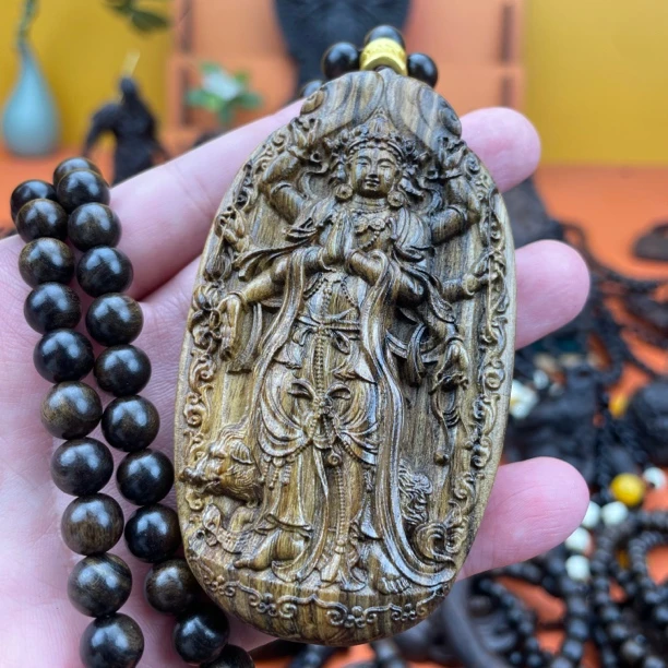 （0.8✖️108搭配千手）9/5巴布亚贡木天然复古精工原木雕刻挂件