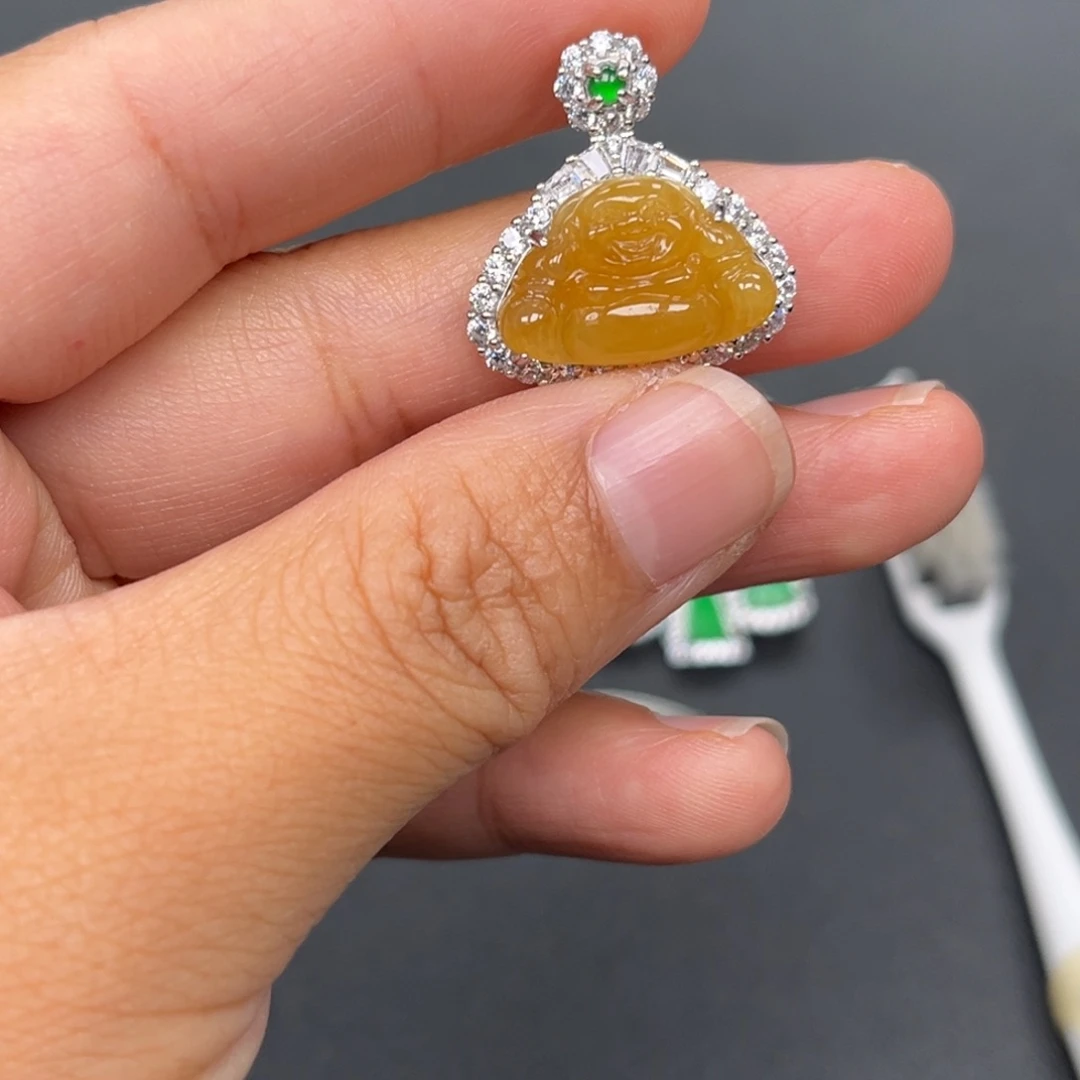 翡翠银S925镶嵌吊坠(不含链)