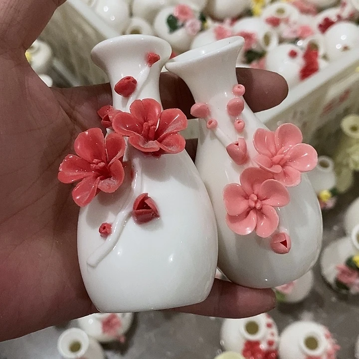 瓷片纯手工陶瓷花摆件瑕