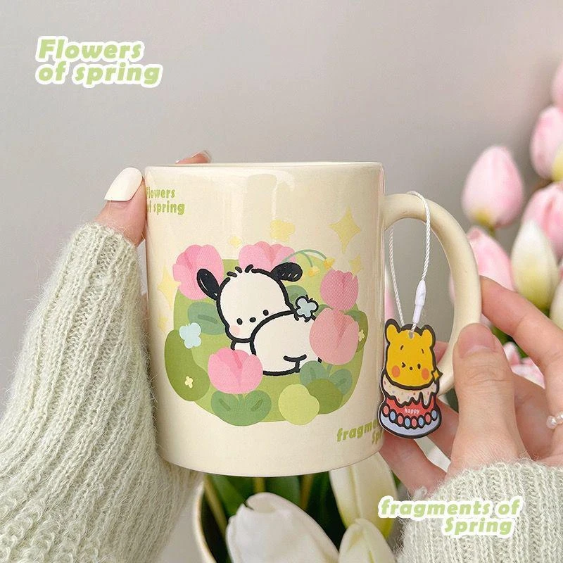 新款郁金香帕恰狗高颜值陶瓷马克杯水杯家用杯早餐杯