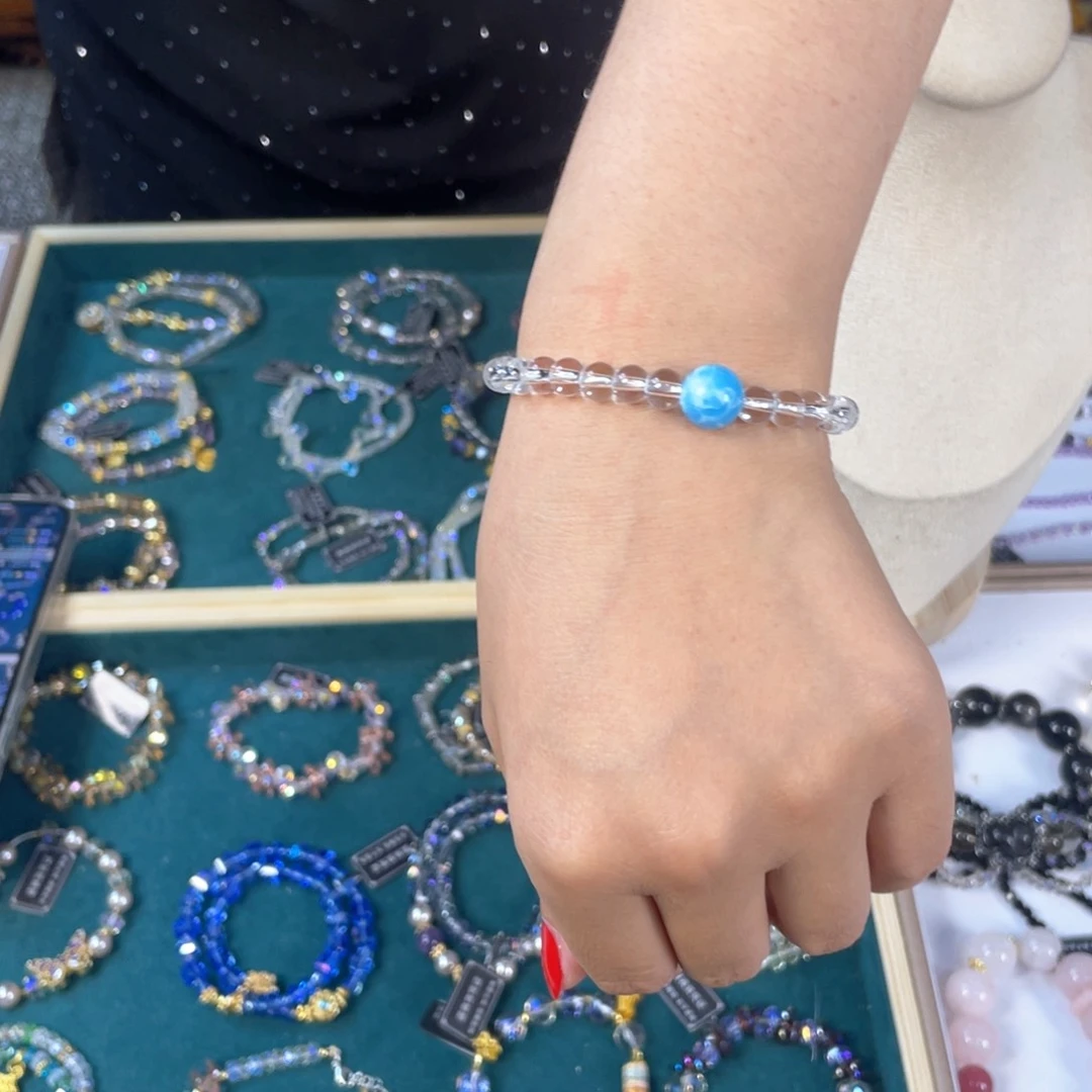 水晶手链银S925镀金镶嵌