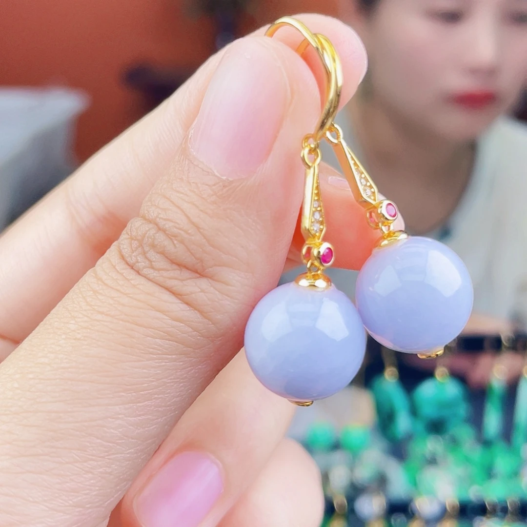 翡翠银S925镶嵌耳饰