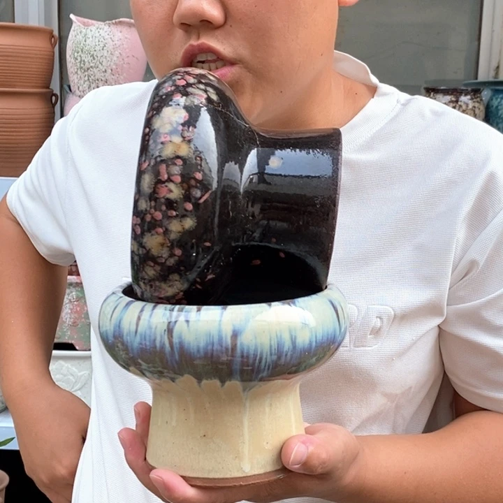 花盆紫砂口14高12瑕疵