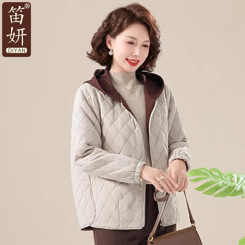 中年妈妈夹棉外套秋冬2025新款40岁50中老年女士春装洋气大码衣服
