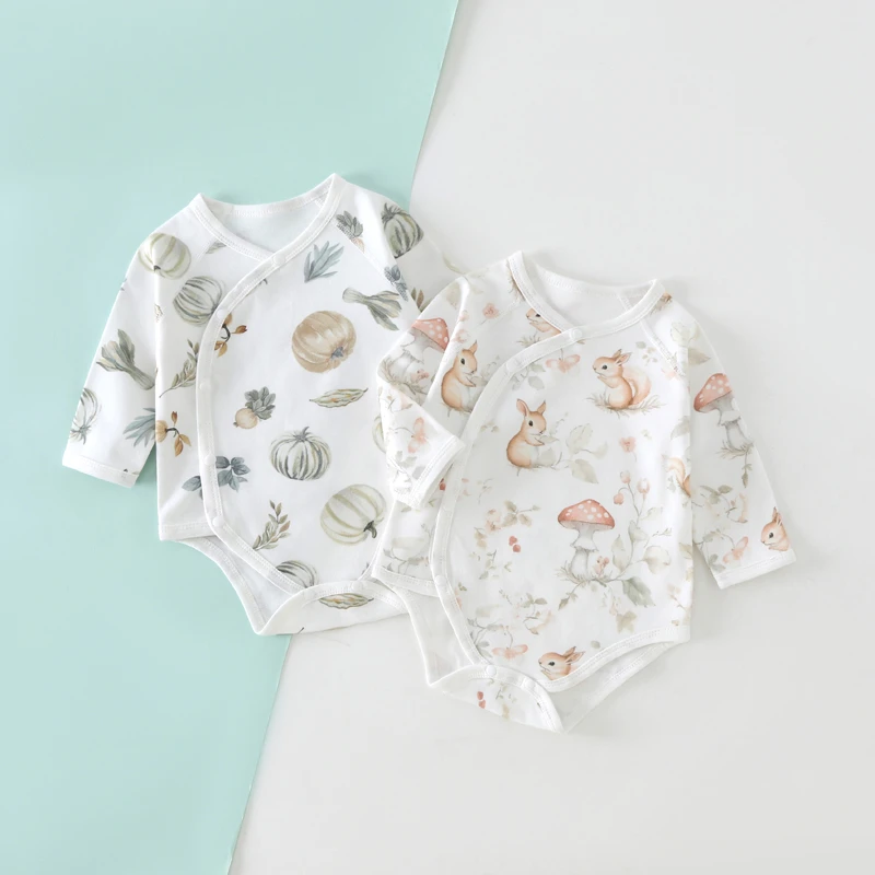 2件婴儿包屁衣春秋纯棉新生儿衣服长袖四季无骨宝宝哈衣三角爬服