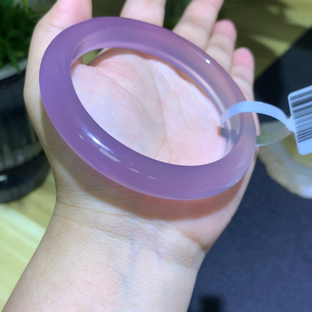 玛瑙/玉髓未镶嵌手镯莫奈紫正圈