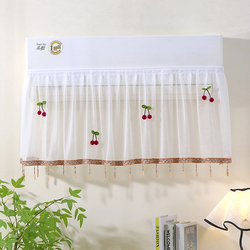 防直吹月子空调挡风罩蕾丝挂帘挂机空调挡风帘布板魔术贴