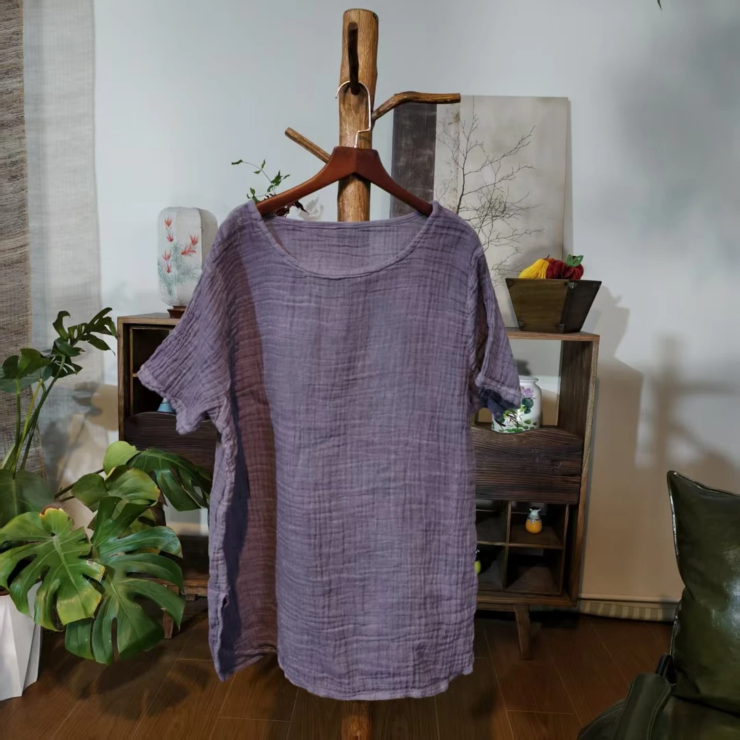 【大梅子推荐】设计款肌理麻圆领上衣MXA8297A