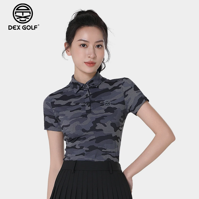 DEXGOLF高尔夫女士春夏新款短袖T恤3260迷彩色轻薄舒适户外运动