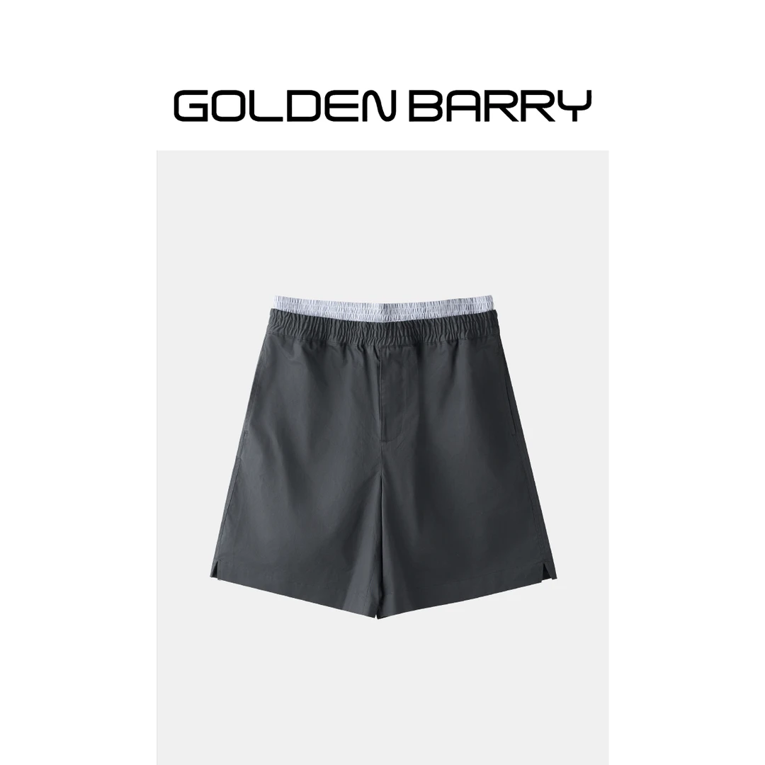 GOLDENBARRY|561095男装拼色腰头斜纹短裤