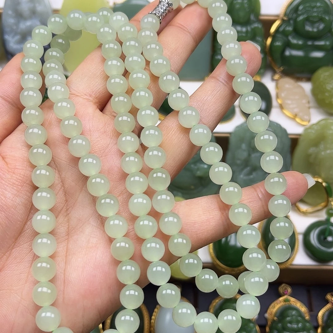 和田玉未镶嵌项链108颗卡8