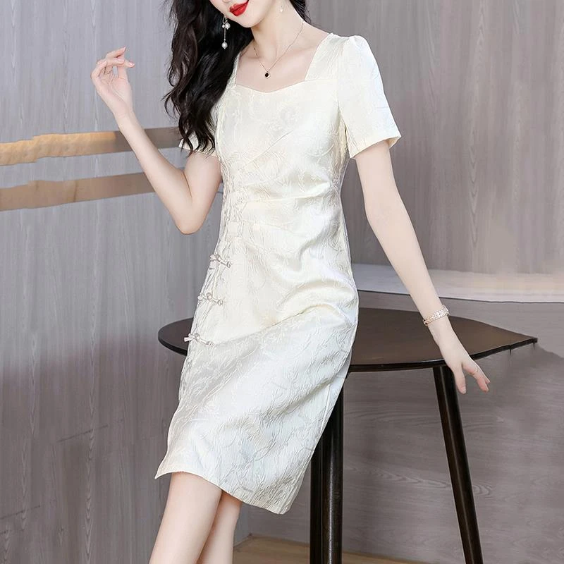 法芬图缎面连衣裙子女士装2025年夏季新款小个子夏季新款连衣裙女