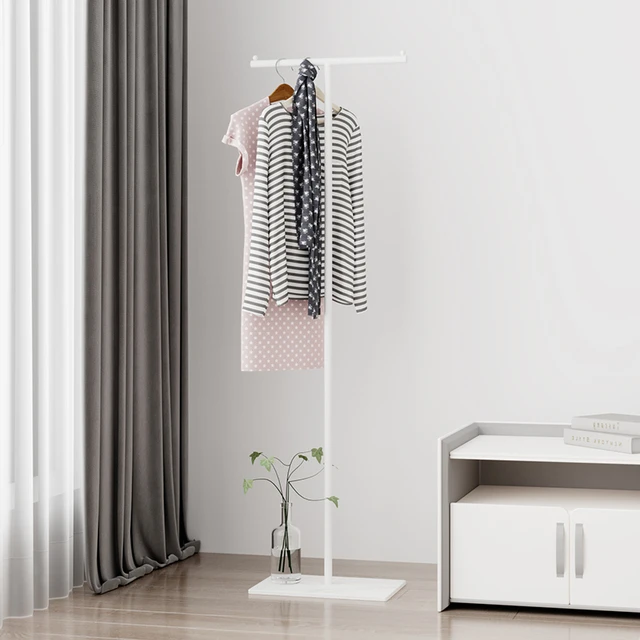 简易挂衣架落地杆式小型家用衣帽架卧室内结实房间网红衣服架子新