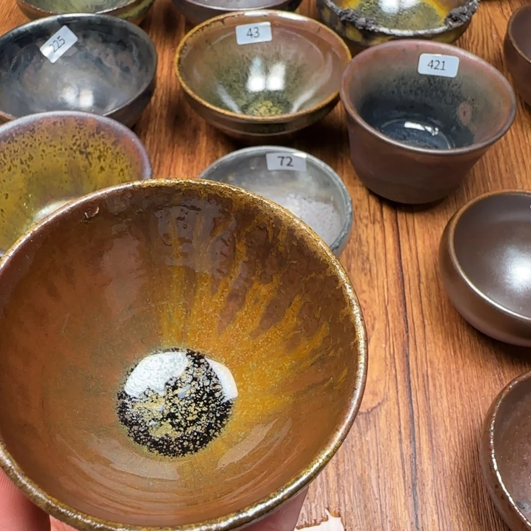 噼***啦柴烧建盏茶盏茶杯500