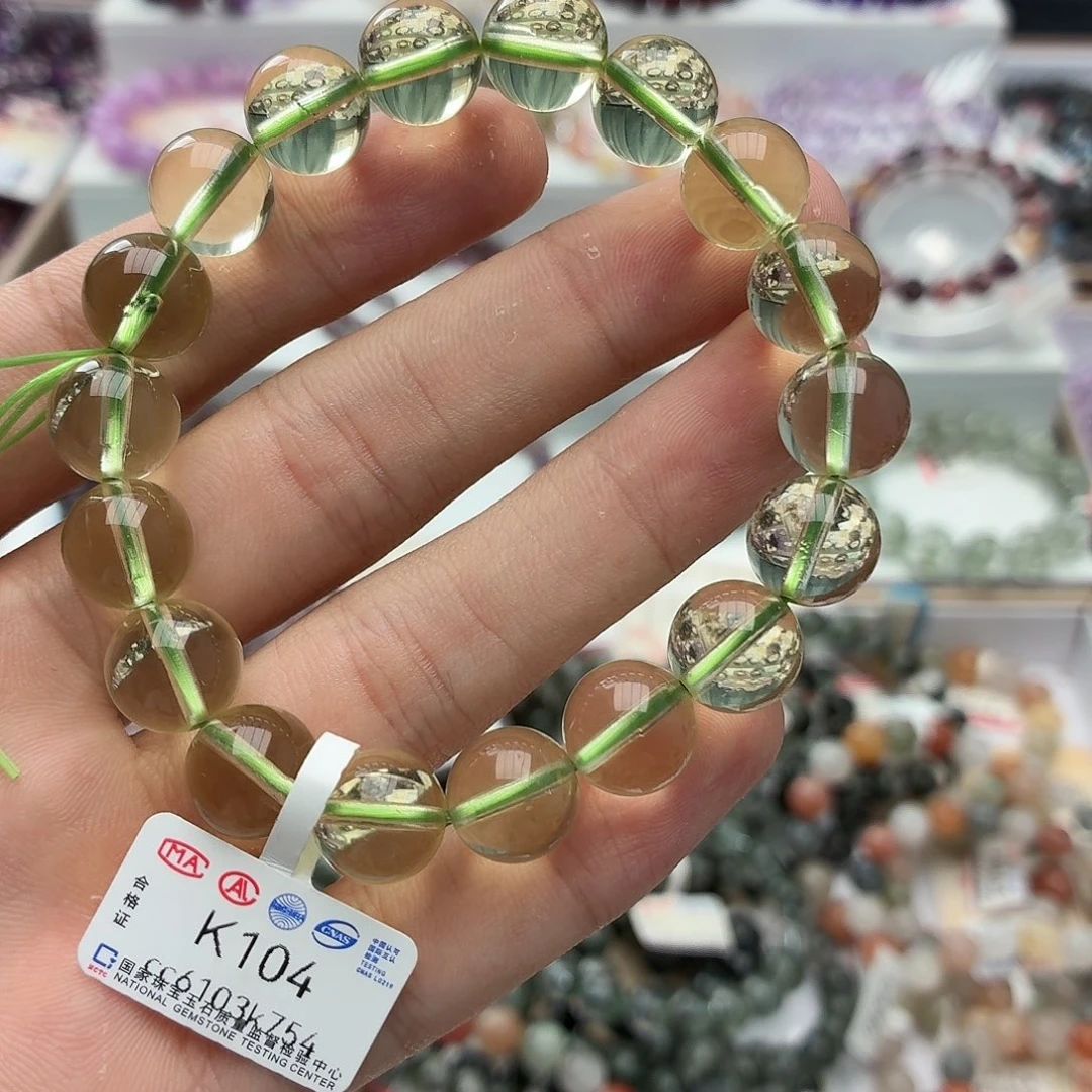 水晶手链未镶嵌K104竹叶青黄水晶单圈