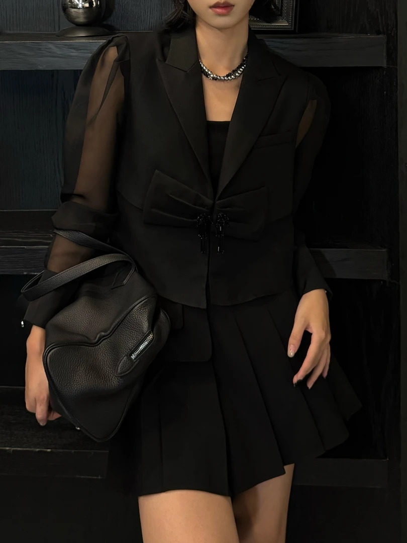 RISING&CLOUDS莎莎【新品】夏季时尚舒适百搭蝴蝶拼纱西装070338