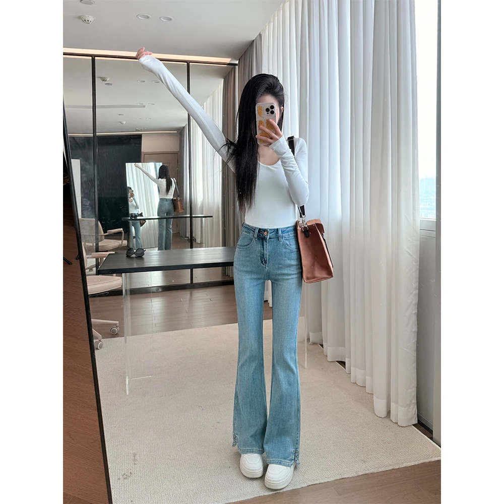 显瘦时尚喇叭裤修身个性百搭2025春夏新款牛仔裤女8365