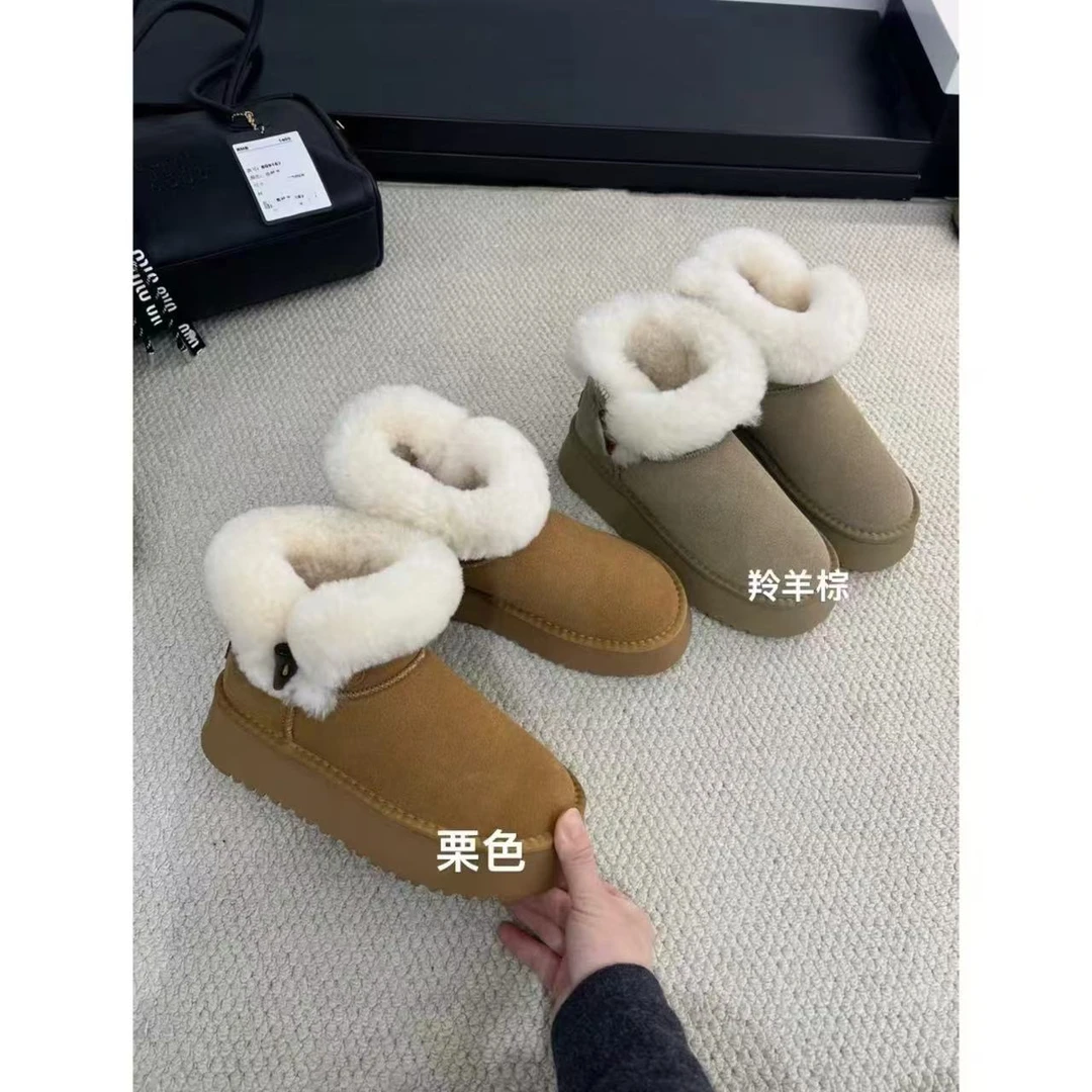 厚底牛角扣毛毛加绒雪地靴5678（拍大一码） 跟高5cm