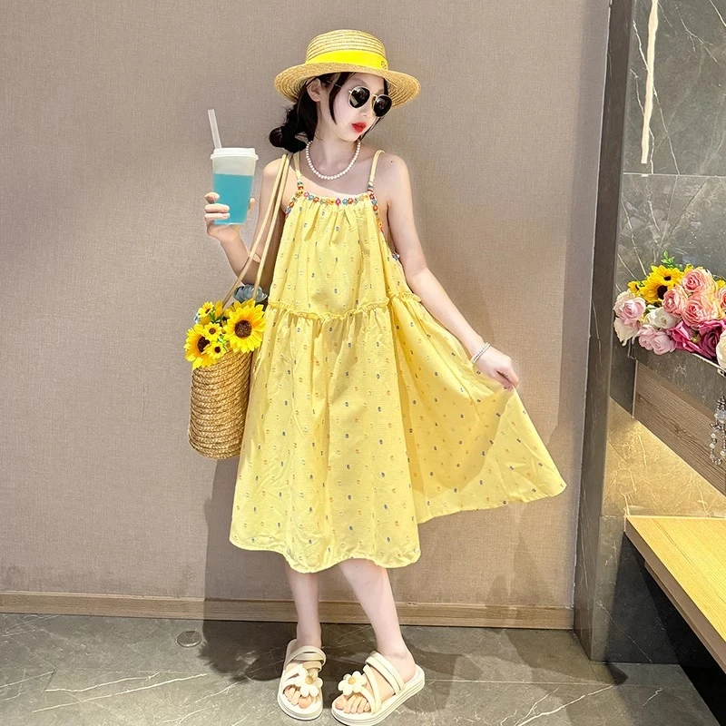 女童夏季连衣裙2025新款女大童公主裙夏装吊带裙儿童多巴胺小洋裙