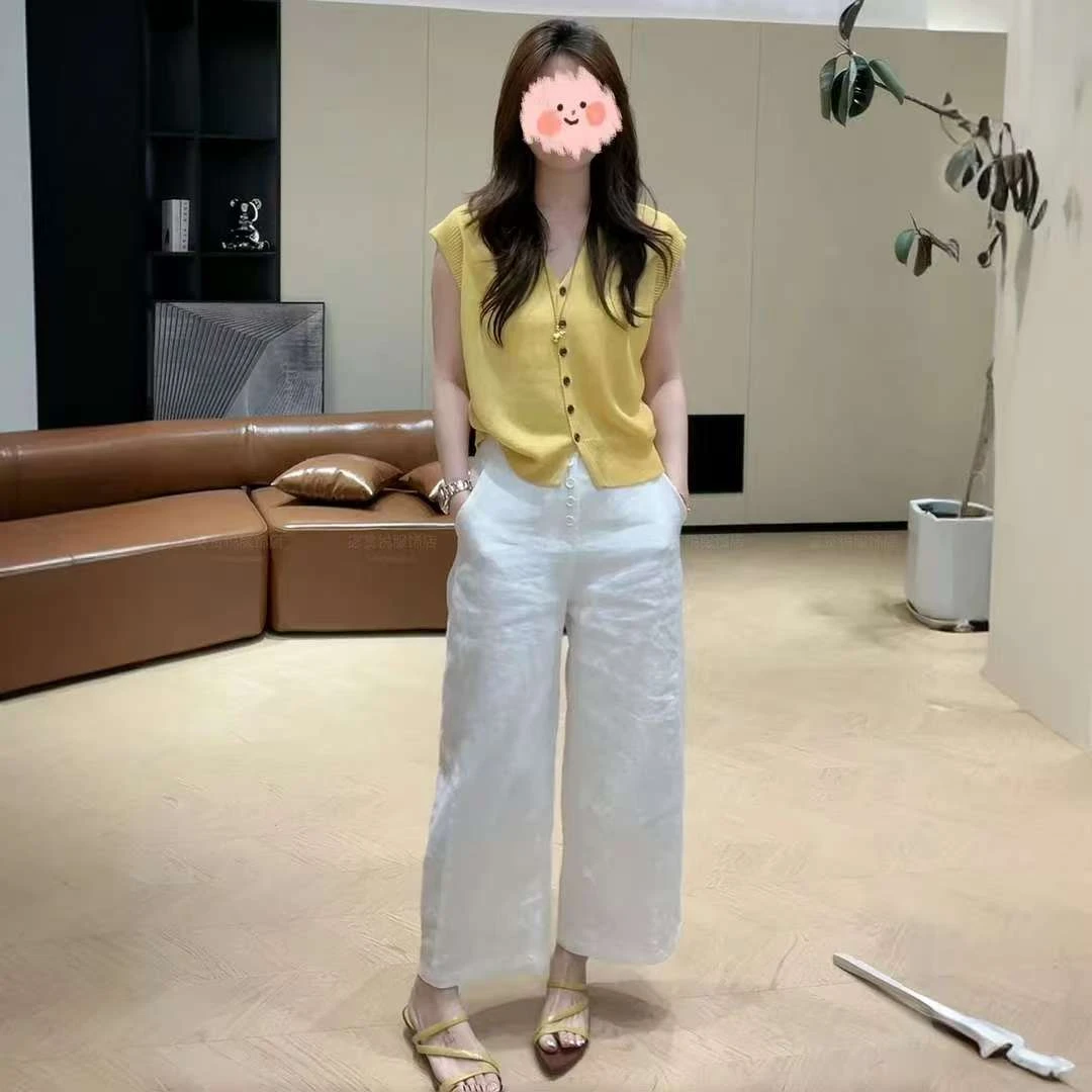 【裸透感氧气裤】2025夏季设计感高腰阔腿裤时尚百搭显瘦休闲裤子女