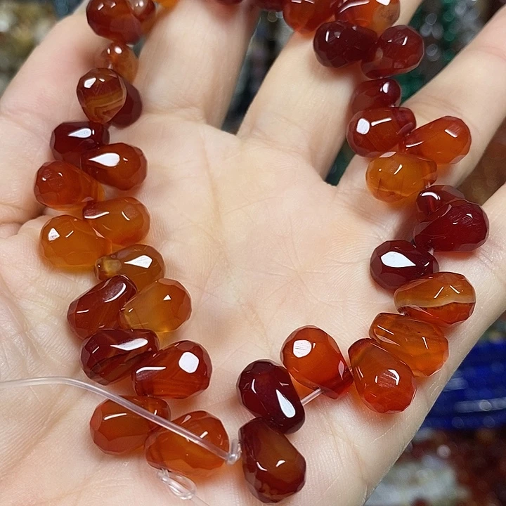 玛瑙/玉髓未镶嵌珠宝半成品玛瑙切面水滴卡8*12mm