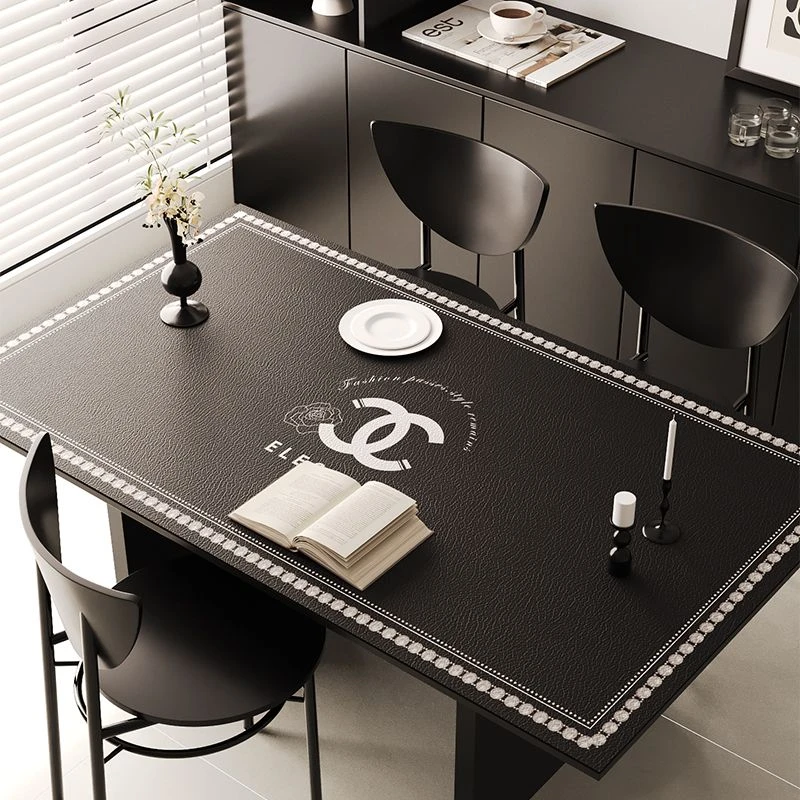 长方形脚垫桌垫轻奢黑色茶几垫可裁剪餐桌布防水防油餐边柜垫子