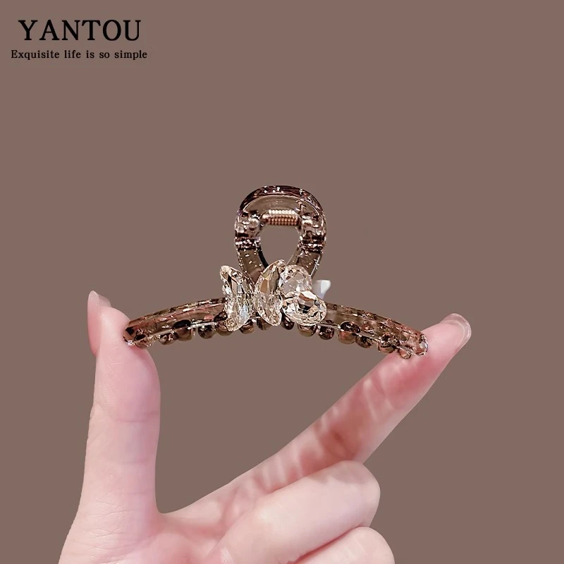 水晶蝴蝶超仙小号百搭抓夹刘海夹半扎发夹后脑勺头夹发抓发卡发饰