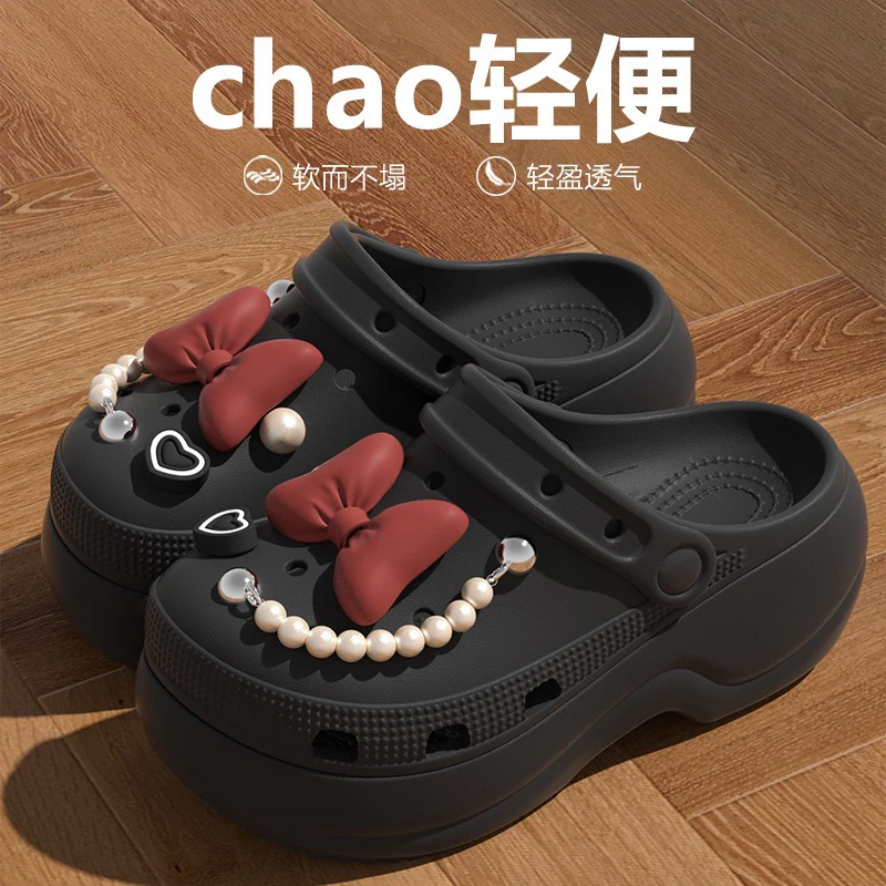 学院风洞洞鞋卡通厚底防滑职场休闲风