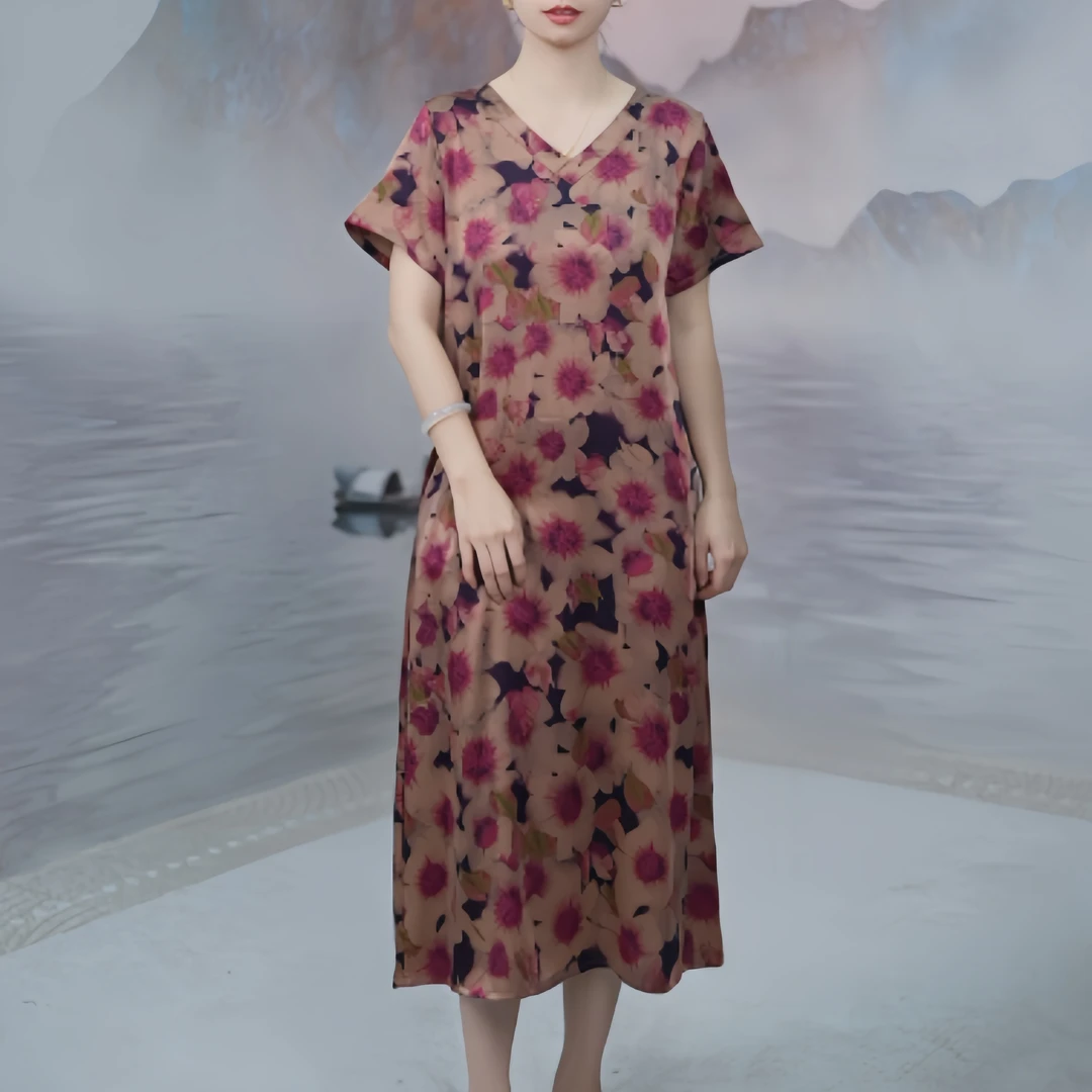 2672夏季时尚休闲气质中长款洋气优雅显瘦女装连衣裙