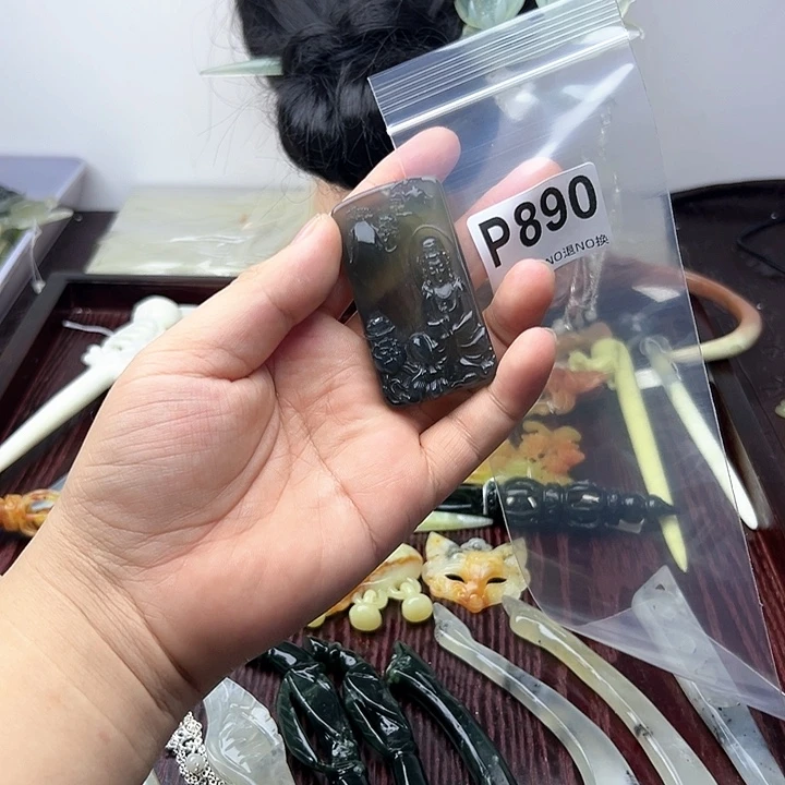 蛇纹石玉发饰合金天**朗
