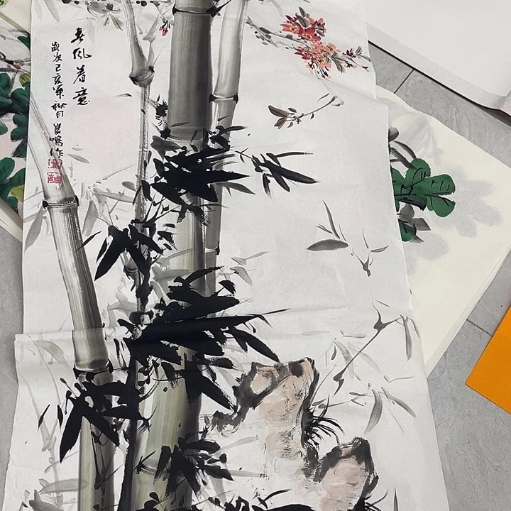 国画国画作品书法作品原稿竹子瑕疵